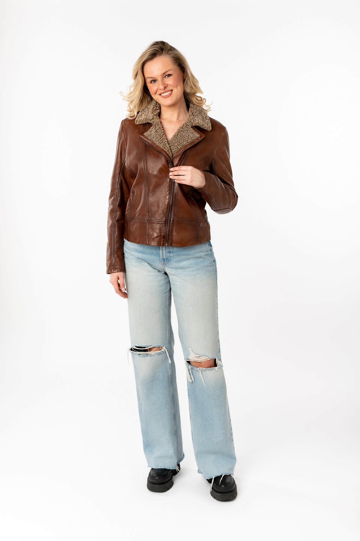 Lederjacke 1101-0784 dark cognac