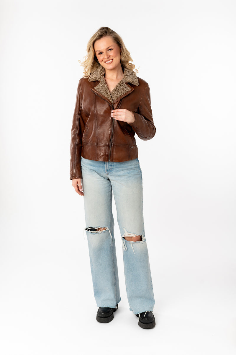 Lederjacke 1101-0784 dark cognac