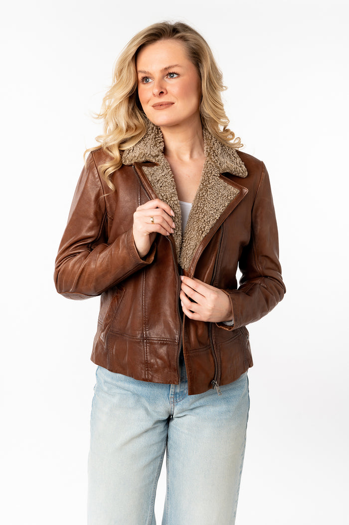 Lederjacke 1101-0784 dark cognac