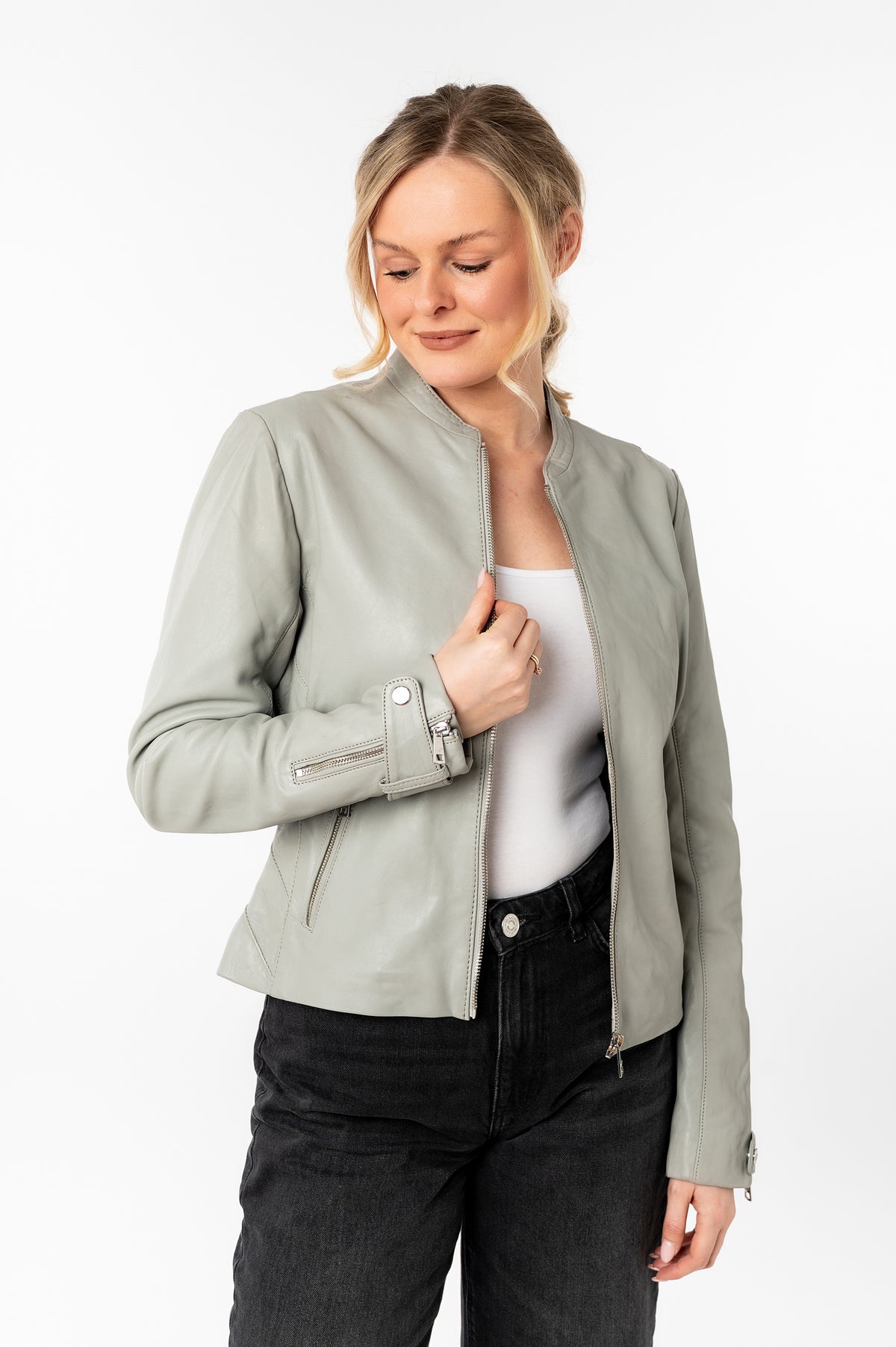 Lederjacke 1101-0801 silver grey