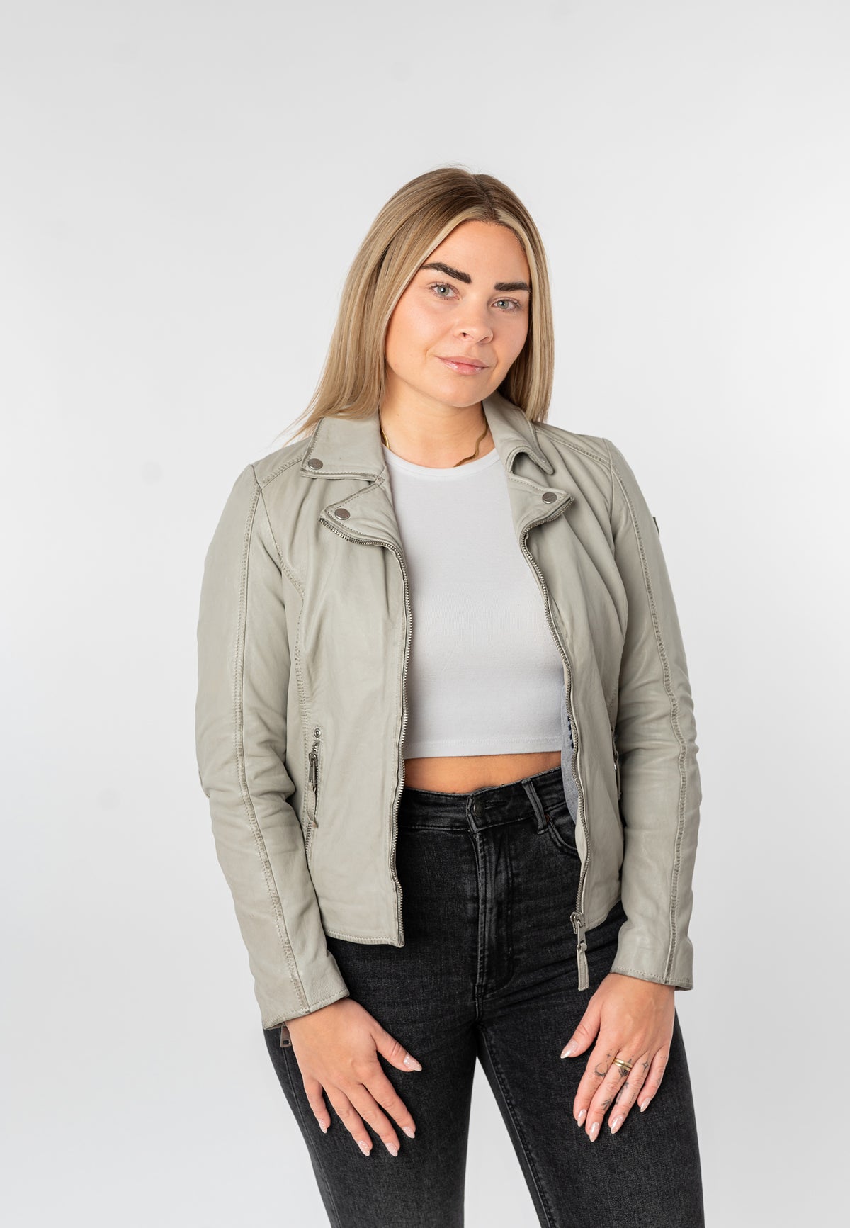 Bikerjacke 1101-0888 silver grey