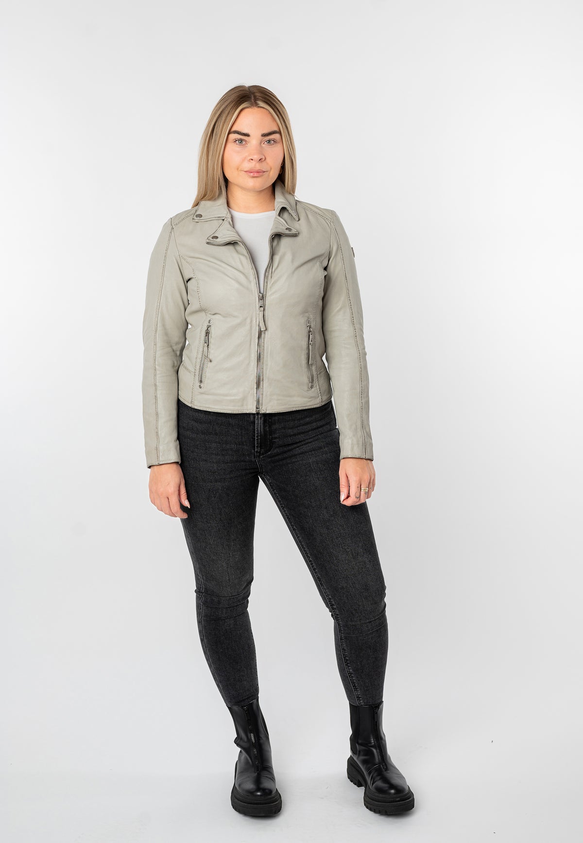 Bikerjacke 1101-0888 silver grey