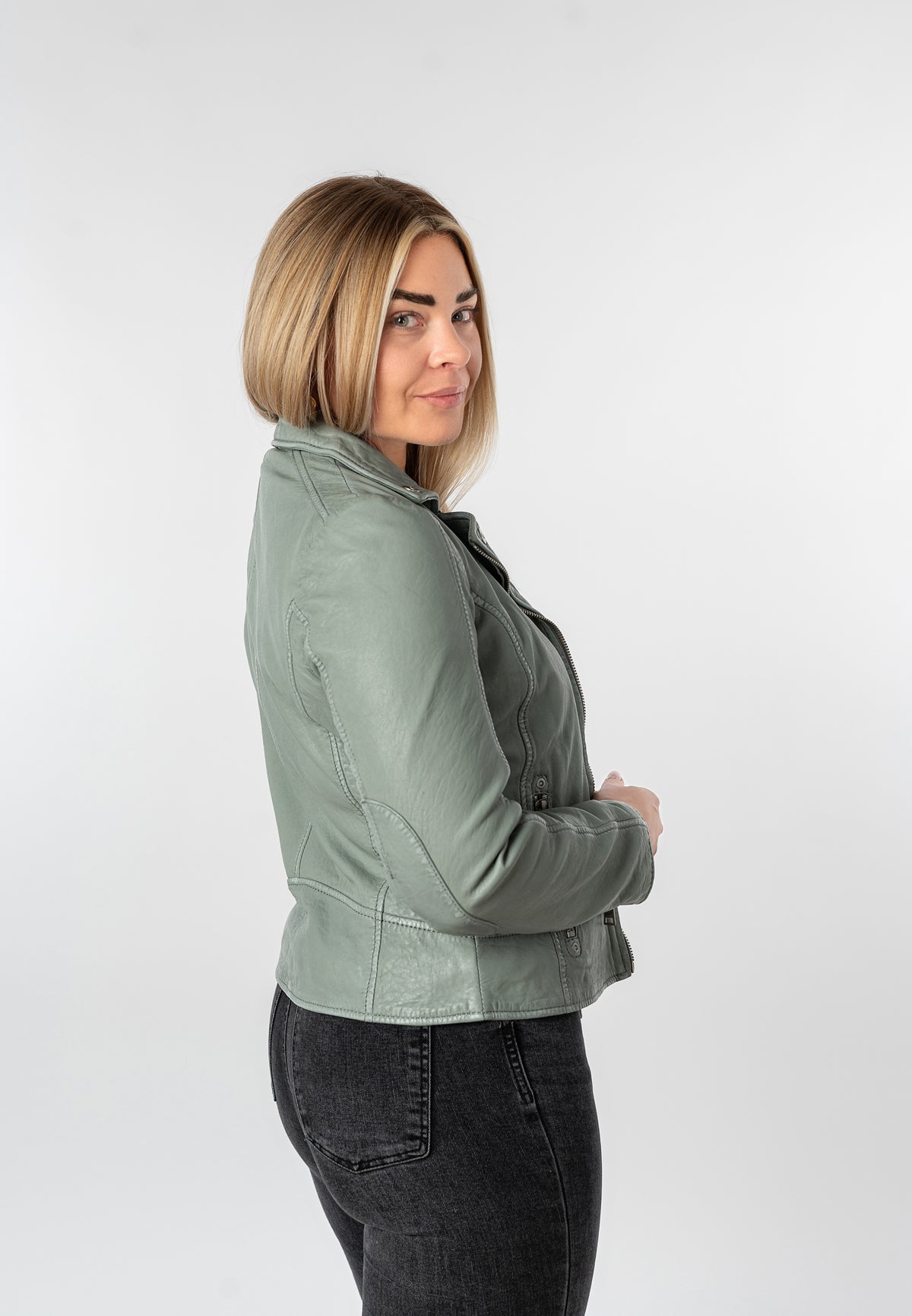 Bikerjacke 1101-0888 frosty green