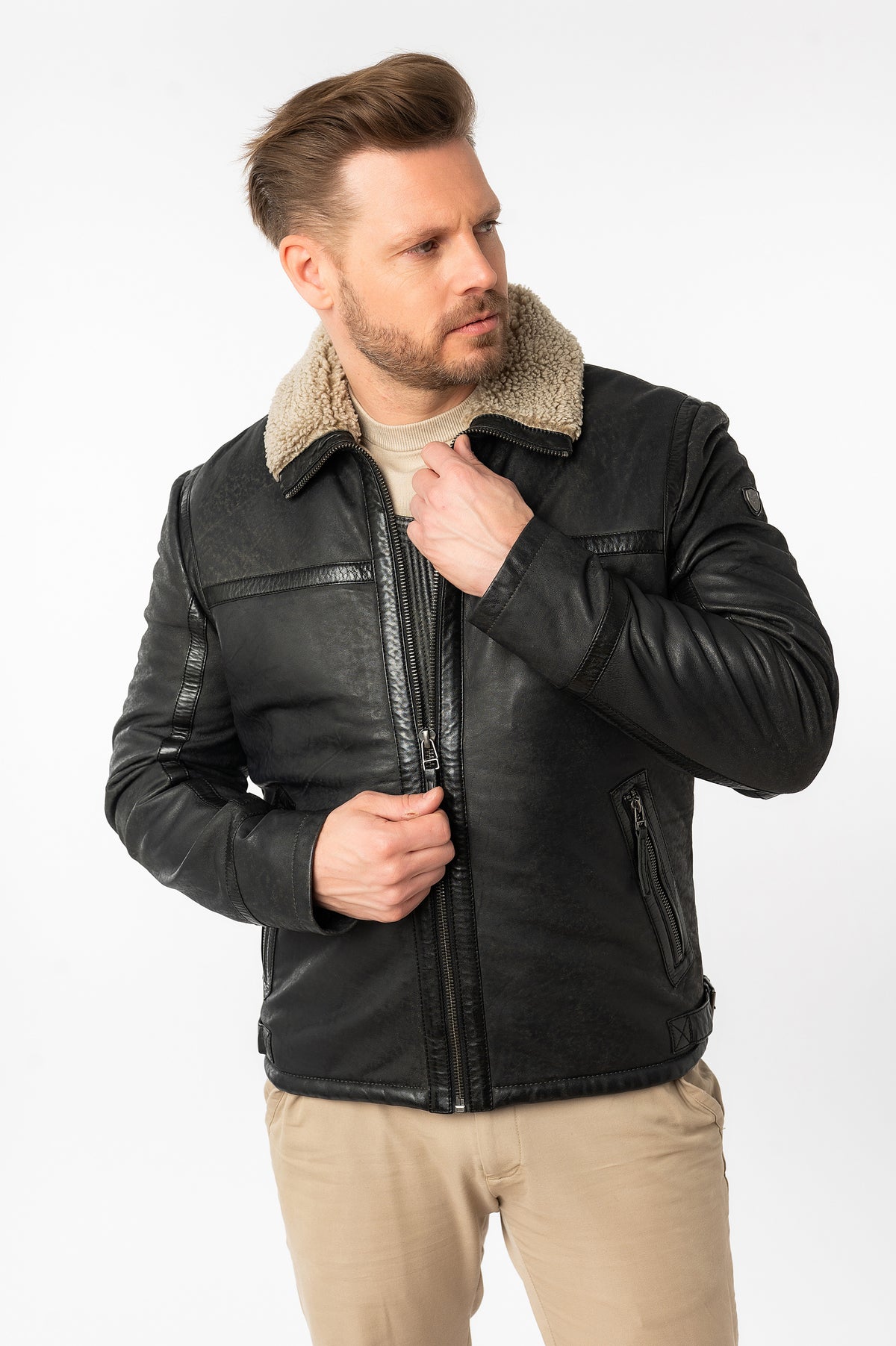 Lederjacke 1201-0746 anthracite