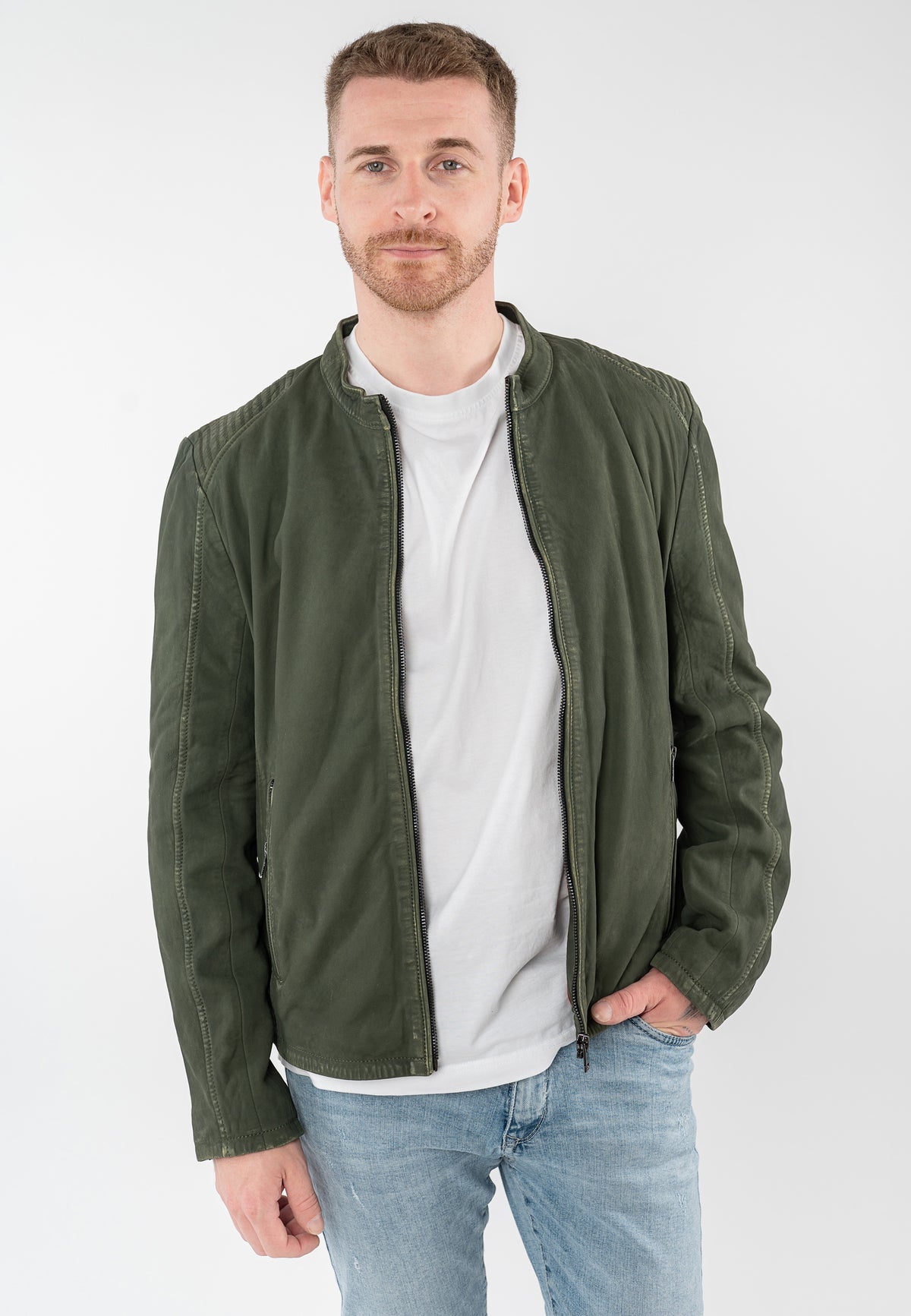 Lederjacke 1201-0776 olive