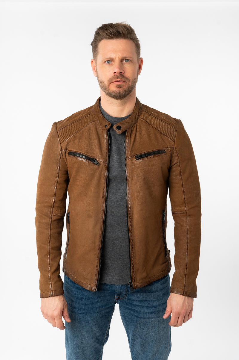 Bikerjacke 1201-0780 dark camel