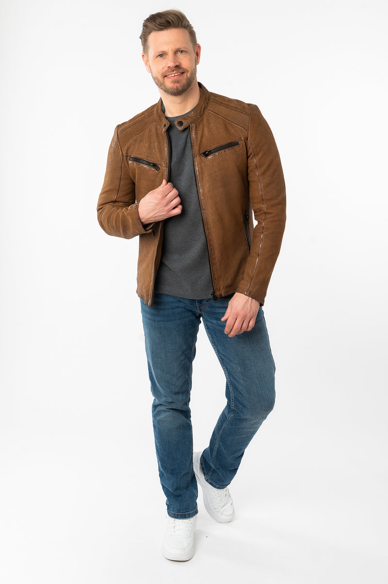 Bikerjacke 1201-0780 dark camel