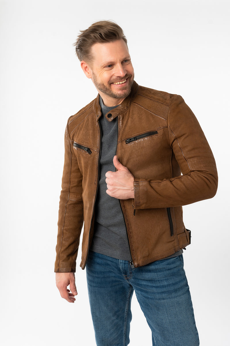 Bikerjacke 1201-0780 dark camel