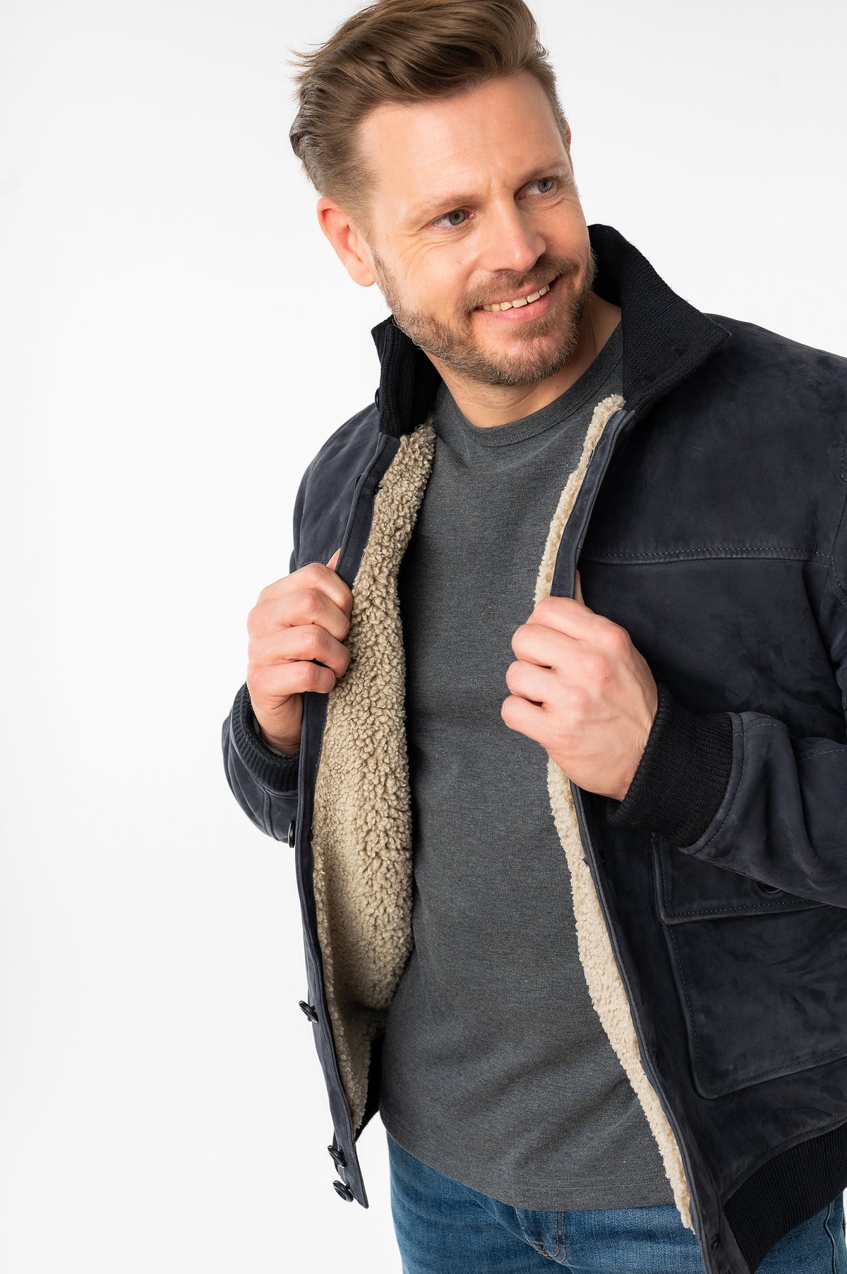 Lederjacke 1201-0808 navy