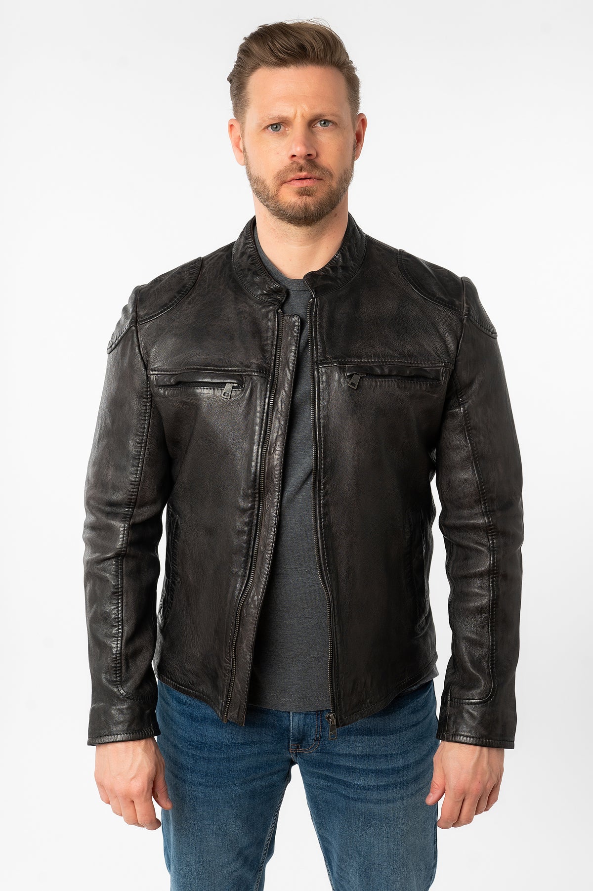 Lederjacke 1201-0811 dark anthracite
