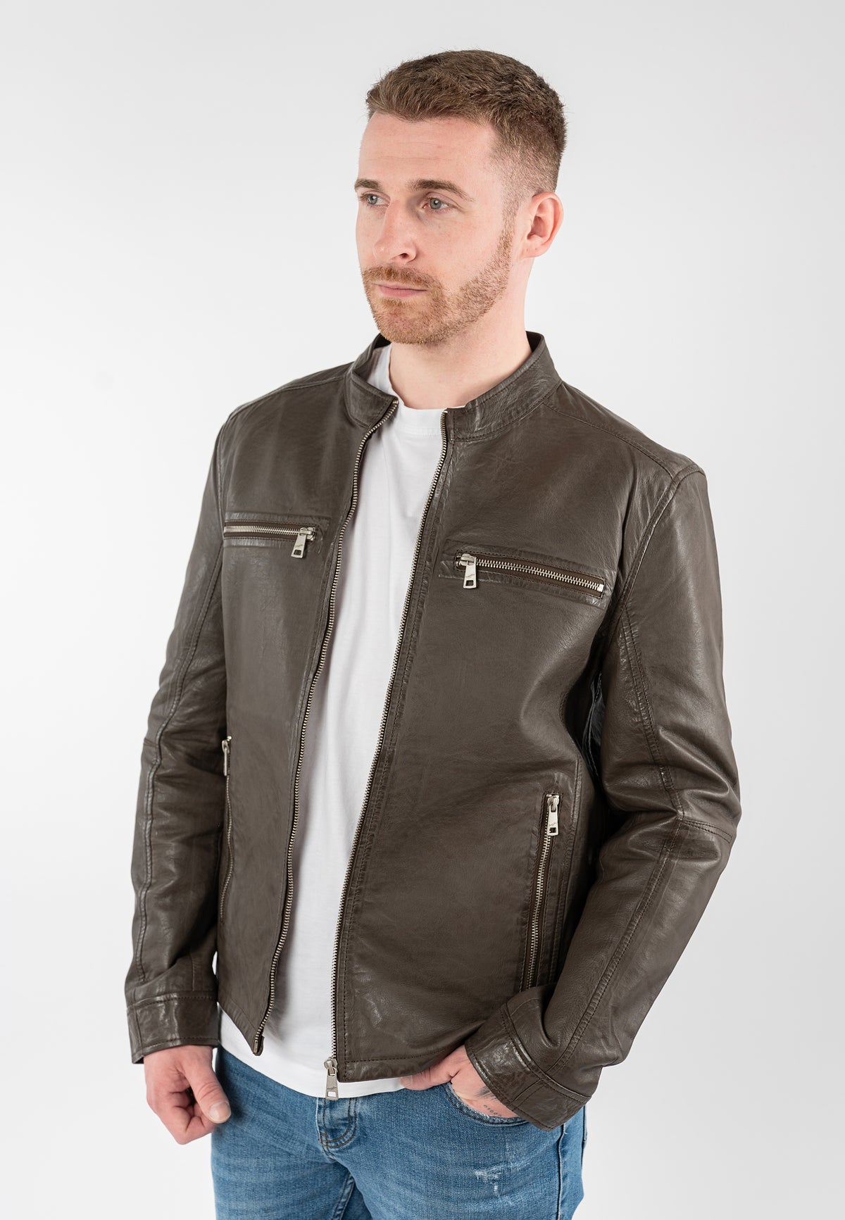 Lederjacke 1201-0933 dark taupe