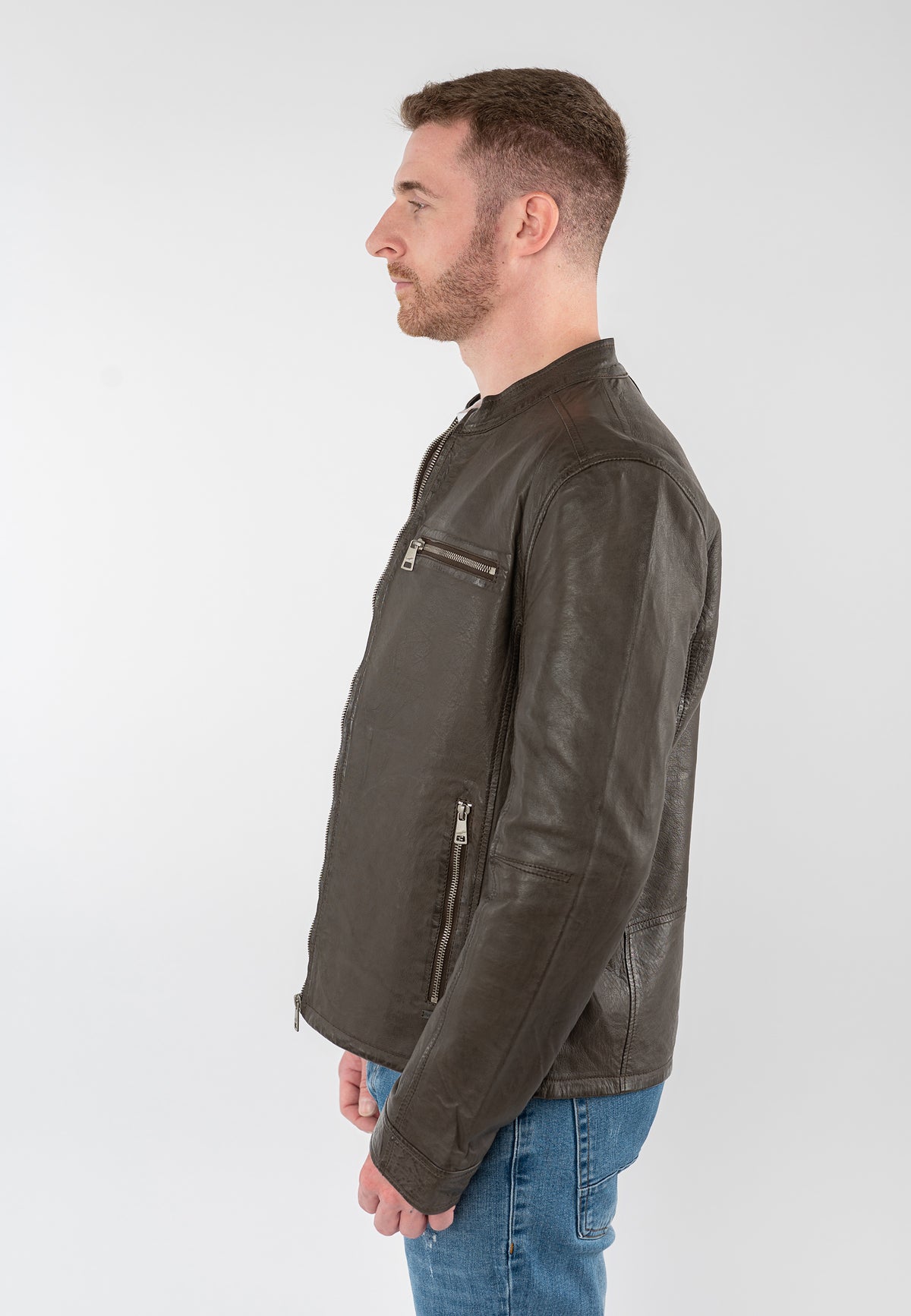 Lederjacke 1201-0933 dark taupe