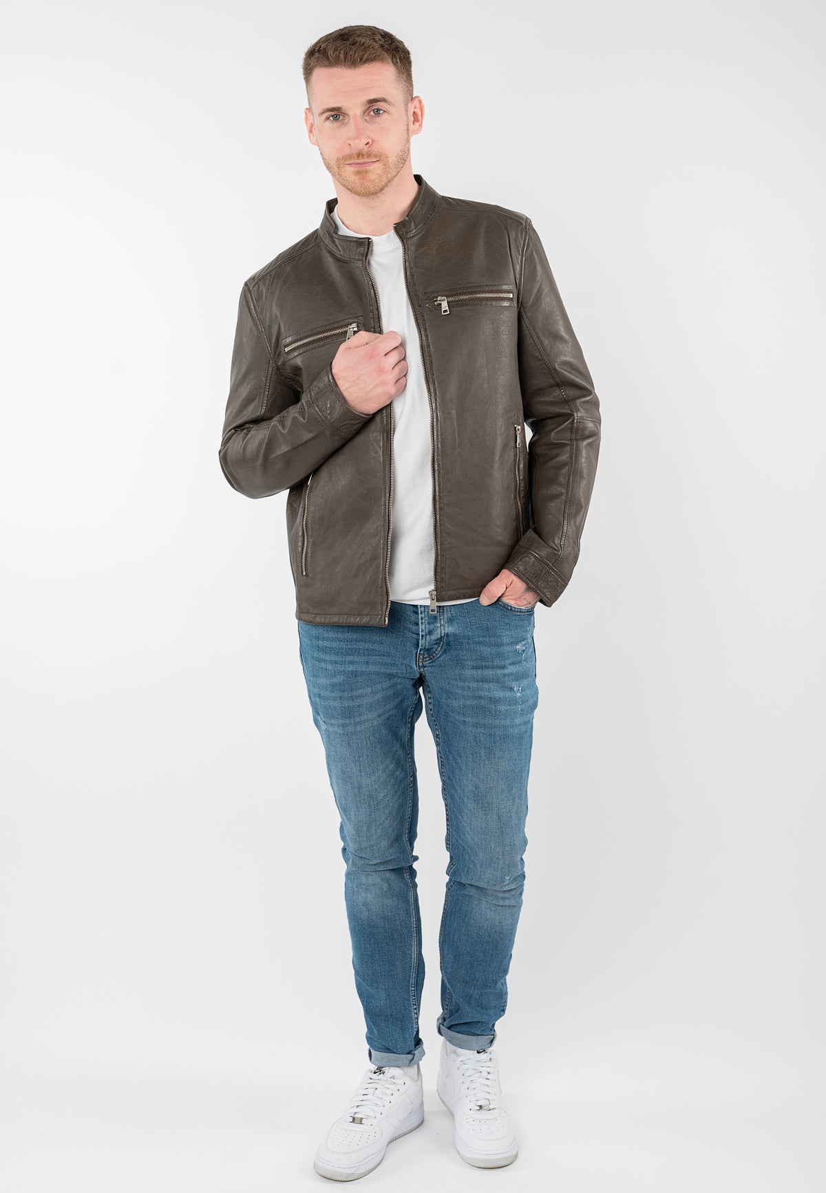 Lederjacke 1201-0933 dark taupe