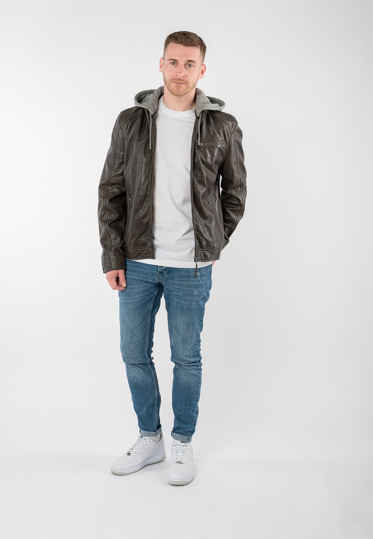 Lederjacke 1201-0955 dark taupe