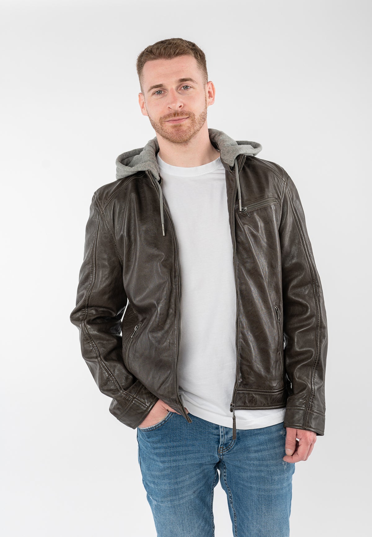 Lederjacke 1201-0955 dark taupe