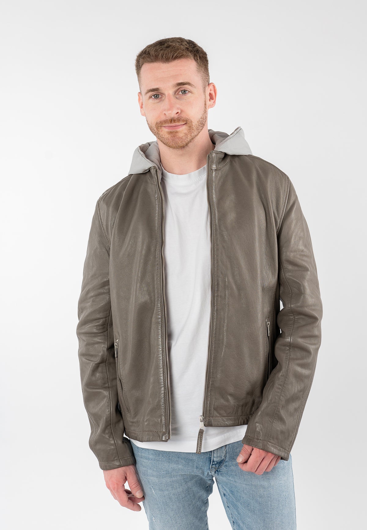 Lederjacke 1201-0956 taupe