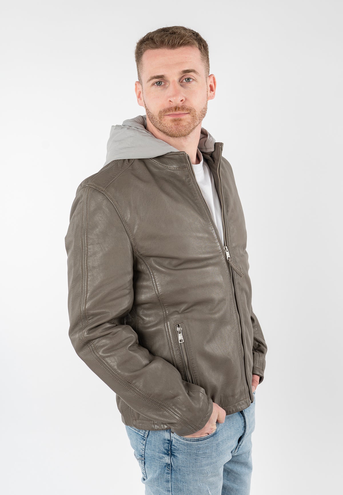 Lederjacke 1201-0956 taupe