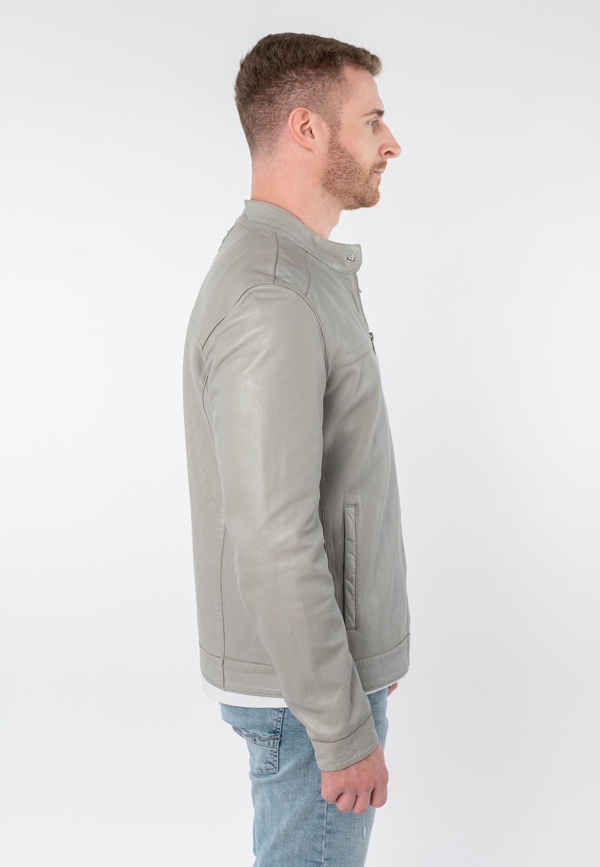 Lederjacke 1201-0958 silver grey