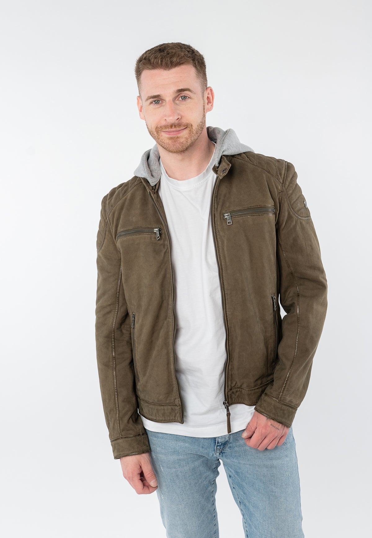 Lederjacke 1201-0960 dark olive