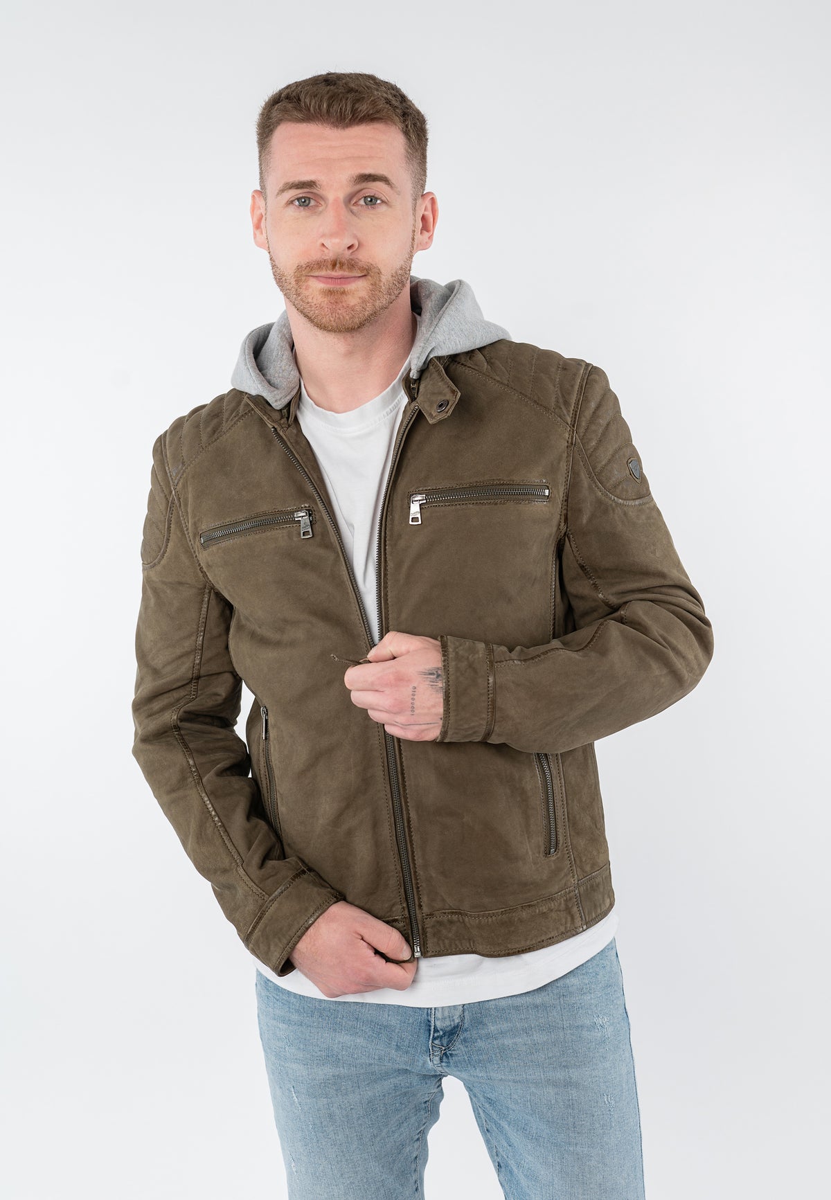 Lederjacke 1201-0960 dark olive