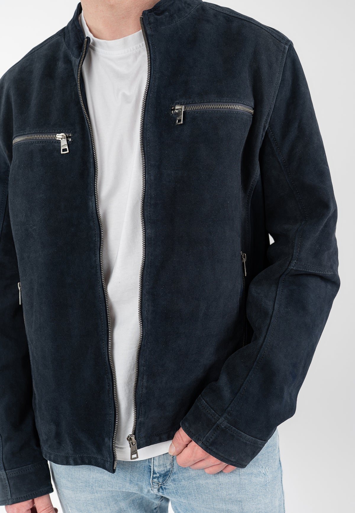 Lederjacke 1201-0972 navy