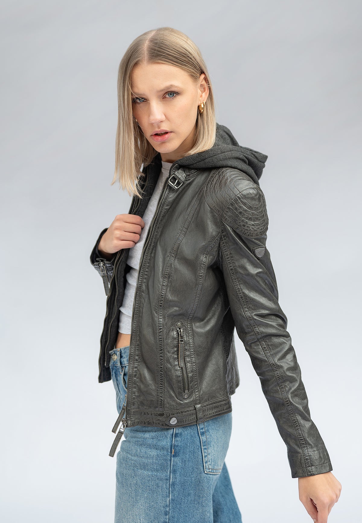 Lederjacke 1801-0001 anthracite