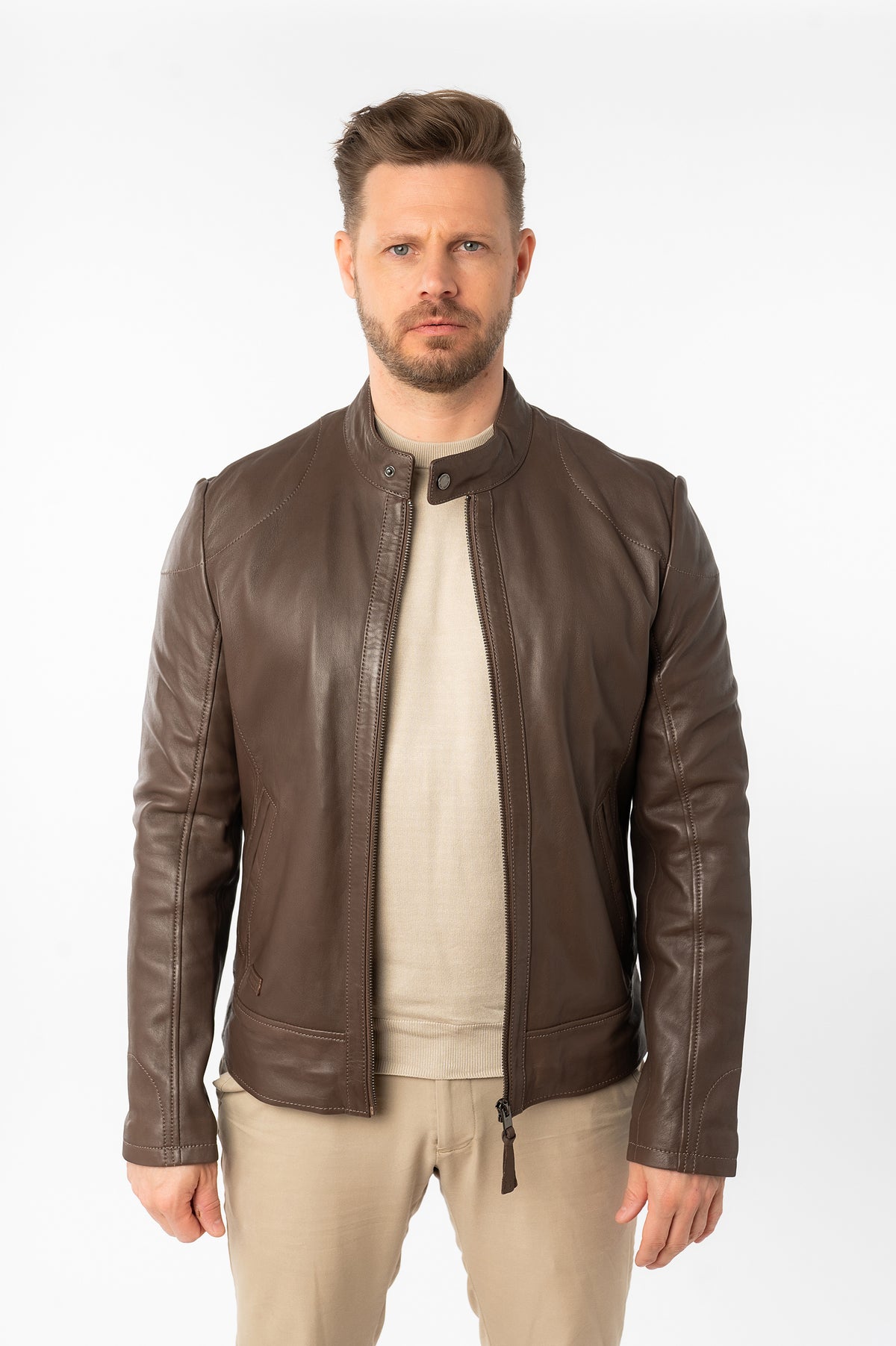 Lederjacke 3201-0033 dark taupe