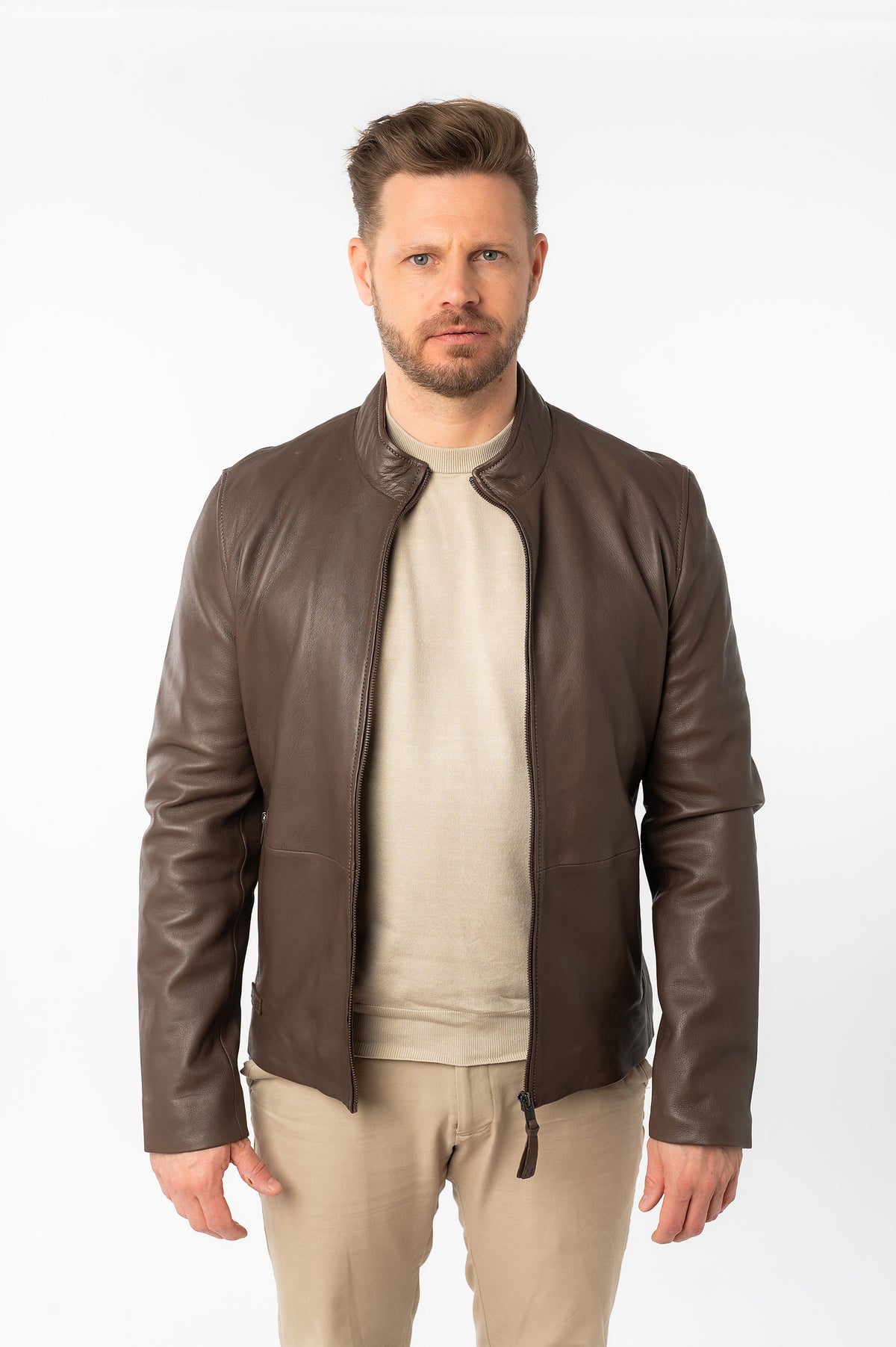 Lederjacke 3201-0036 dark taupe