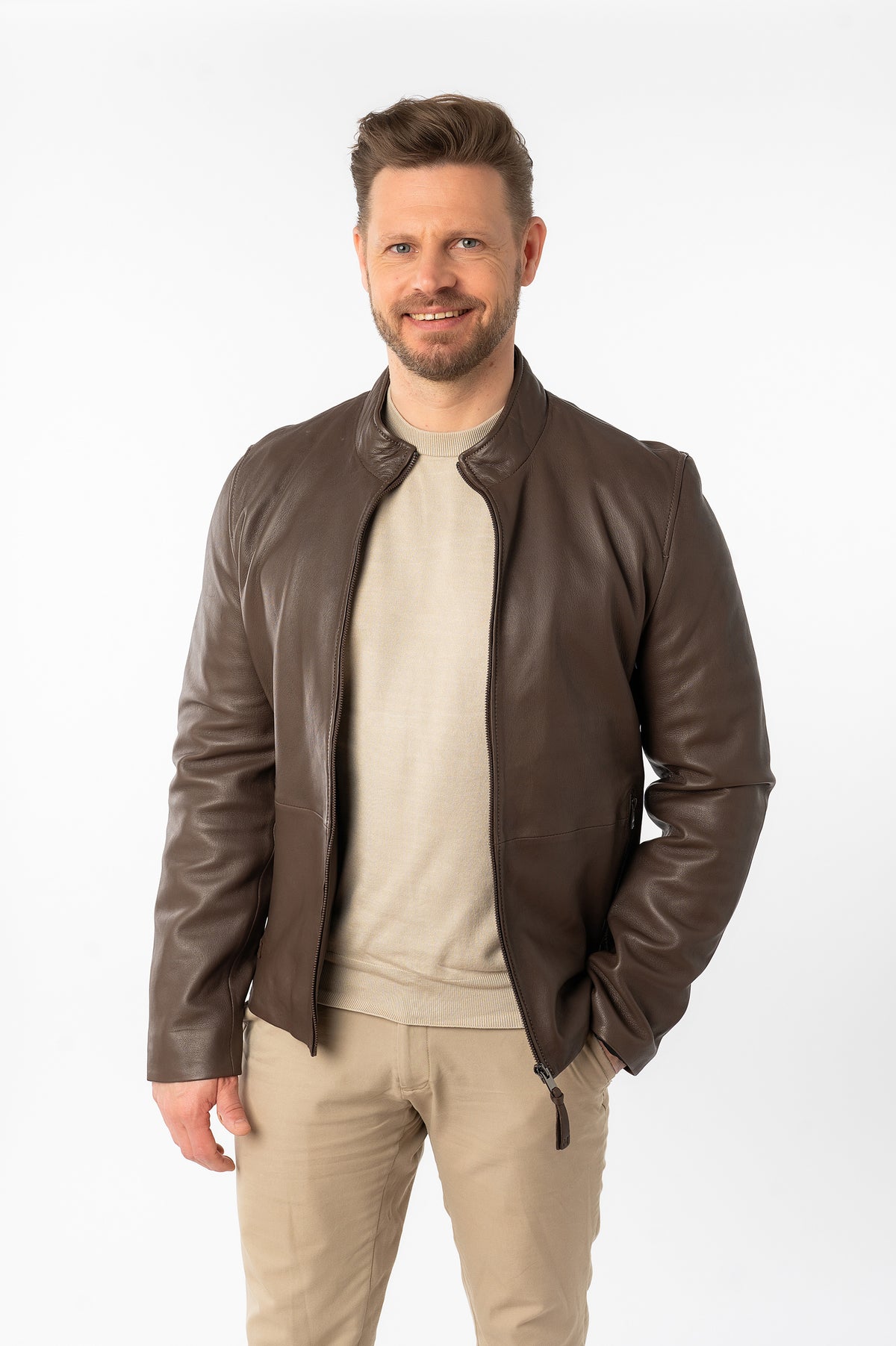 Lederjacke 3201-0036 dark taupe